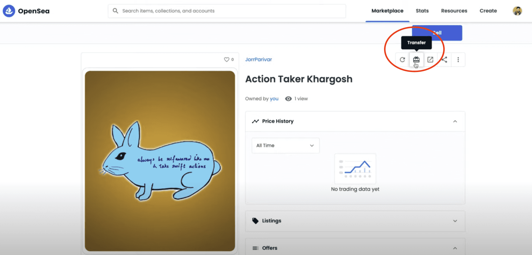 NFT Gift: Here's what you should know 6 Step 3: Click on the transfer button